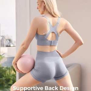 Momcozy Nursing Bras for Breastfeeding, Ribbed Maternity Bra with Racerback, Soft Stretchy Nursing Sports Bra for Yoga