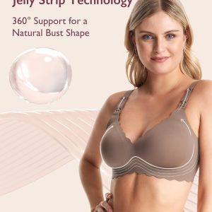 Momcozy Nursing Bras for Breastfeeding, Seamless Pregnancy Maternity Bra Wireless Classic Jelly Strip Support Nursing Bra