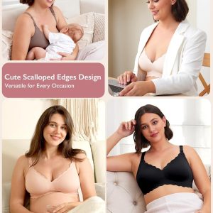 Momcozy Nursing Bras for Breastfeeding, Seamless Pregnancy Maternity Bra Wireless Classic Jelly Strip Support Nursing Bra