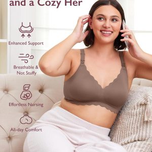 Momcozy Nursing Bras for Breastfeeding, Seamless Pregnancy Maternity Bra Wireless Classic Jelly Strip Support Nursing Bra