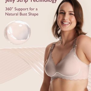 Momcozy Nursing Bras for Breastfeeding, Seamless Pregnancy Maternity Bra Wireless Classic Jelly Strip Support Nursing Bra
