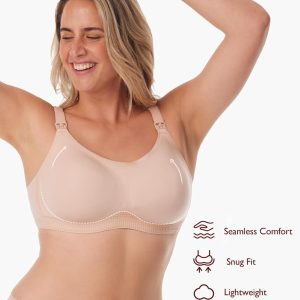 Momcozy Nursing Bras for Breastfeeding, Seamless Ultra Comfort Maternity Bra with Performax™ Technology U Neck Pregnancy Bra