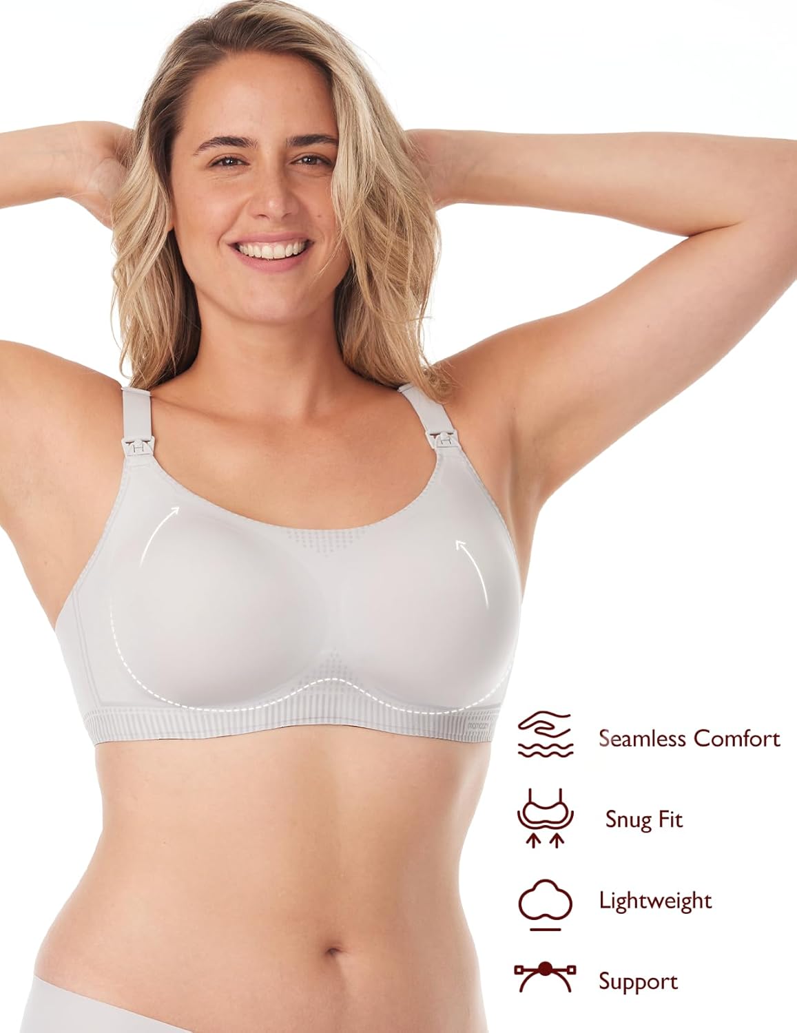Momcozy Nursing Bras for Breastfeeding, Seamless Ultra Comfort Maternity Bra with Performax™ Technology U Neck Pregnancy Bra