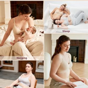 Momcozy Nursing Bras for Breastfeeding, Soft U.S. Cotton Seamless Maternity Bra, Fixed Padding, Wireless Pregnancy