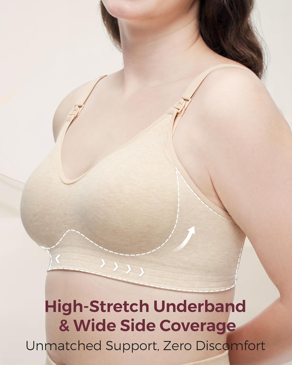 Momcozy Nursing Bras for Breastfeeding, Soft U.S. Cotton Seamless Maternity Bra, Fixed Padding, Wireless Pregnancy