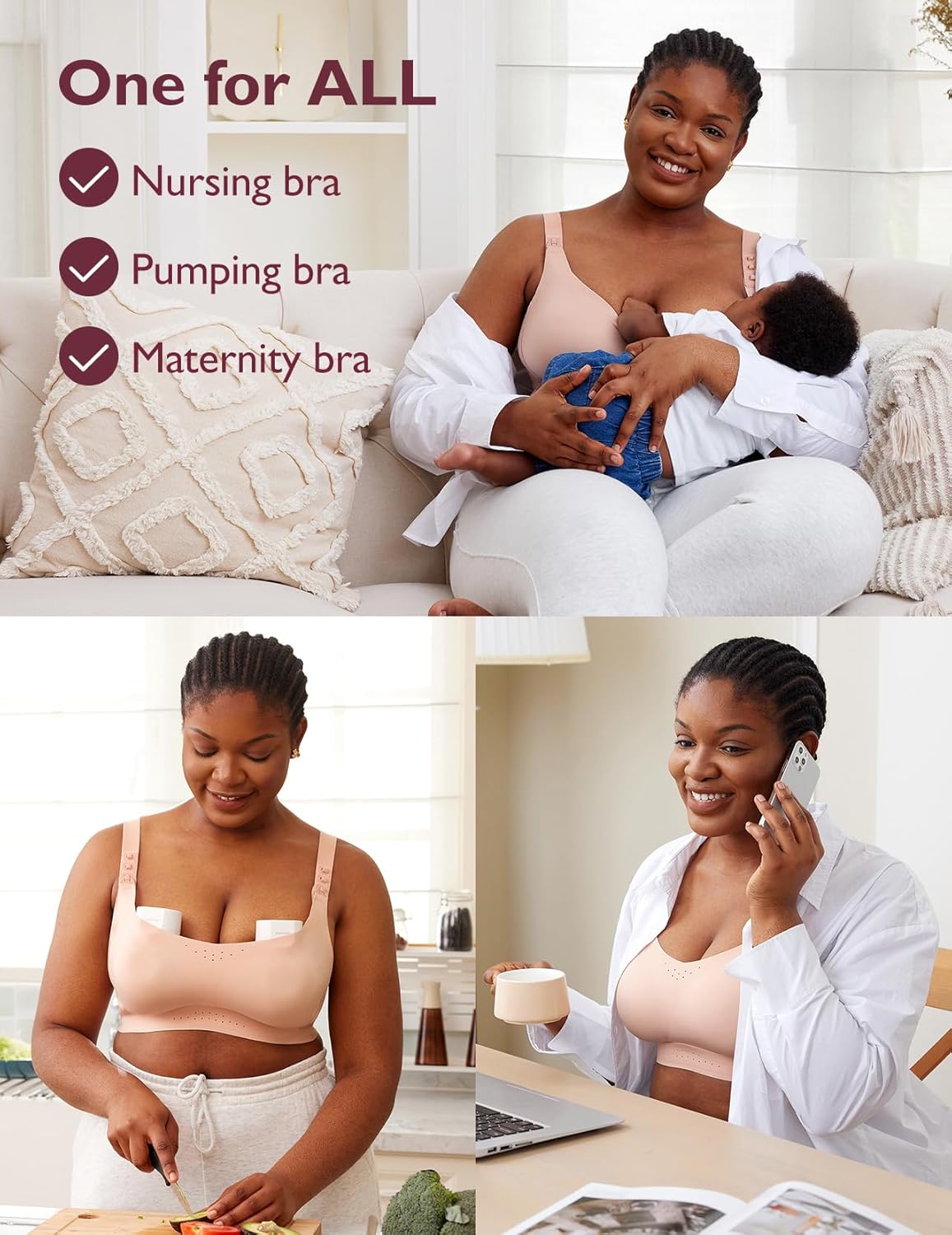 Momcozy Pumping and Nursing Bra for Breastfeeding, 3-in-1 Maternity Bra, CozyFitClasp for Wearable Breast Pump M5, S12 Pro