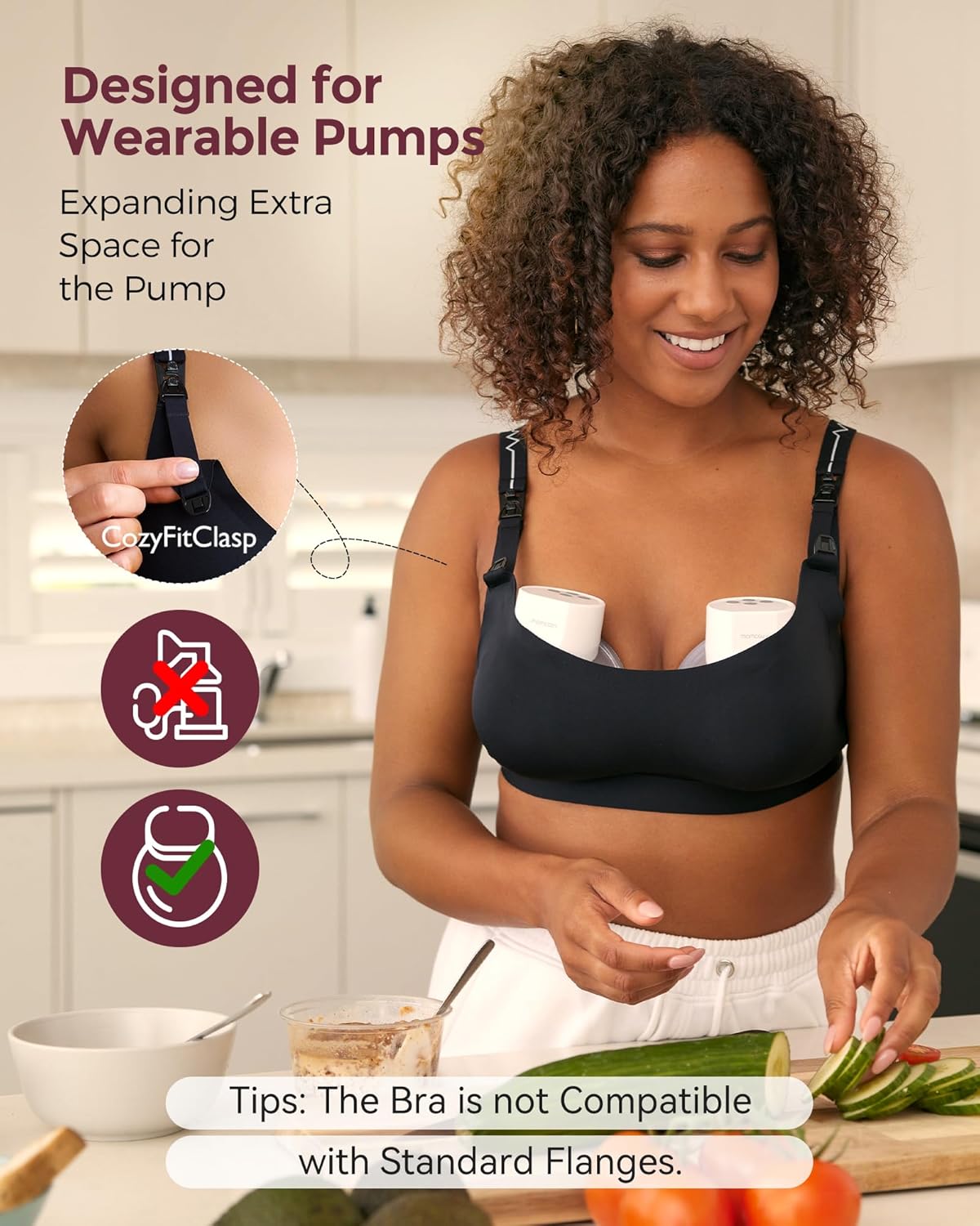 Momcozy Pumping Bra for Wearable Breast Pump, Nursing & Pumping Bra in One, Hands Free Pump Bra Suitable for M5, S12 Pro, etc
