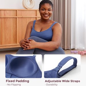 Momcozy Pumping Bra Hands Free, All-in-One Nursing Bras for Breastfeeding & Pumping, Fixed Padding for Enhanced Shape
