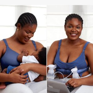 Momcozy Pumping Bra Hands Free, All-in-One Nursing Bras for Breastfeeding & Pumping, Fixed Padding for Enhanced Shape