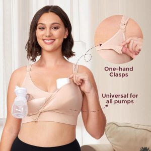 Momcozy Pumping Bra Hands Free, All-in-One Nursing Bras for Breastfeeding & Pumping, Fixed Padding for Enhanced Shape