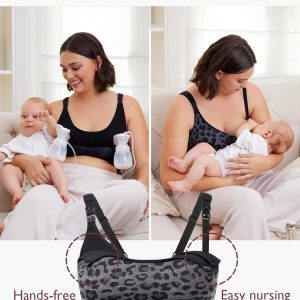 Momcozy Pumping Bra Hands Free | Seamless Nursing Bras for Pumping | Breast Pump Bra with Fixed Padding, Wireless