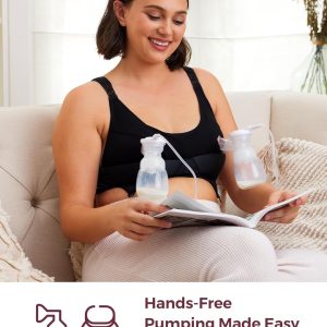 Momcozy Pumping Bra Hands Free | Seamless Nursing Bras for Pumping | Breast Pump Bra with Fixed Padding, Wireless