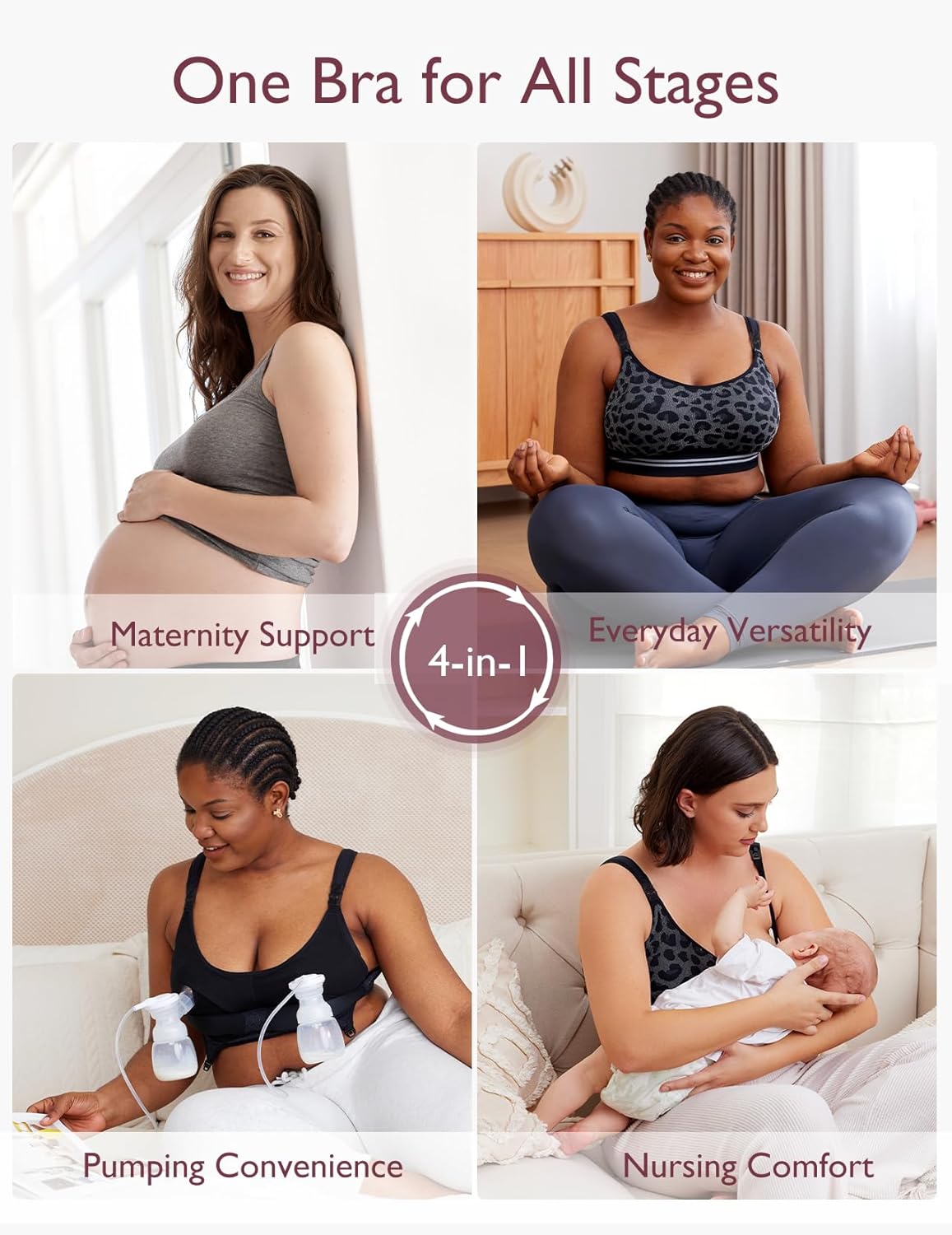 Momcozy Pumping Bra Hands Free | Seamless Nursing Bras for Pumping | Breast Pump Bra with Fixed Padding, Wireless