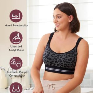 Momcozy Pumping Bra Hands Free | Seamless Nursing Bras for Pumping | Breast Pump Bra with Fixed Padding, Wireless