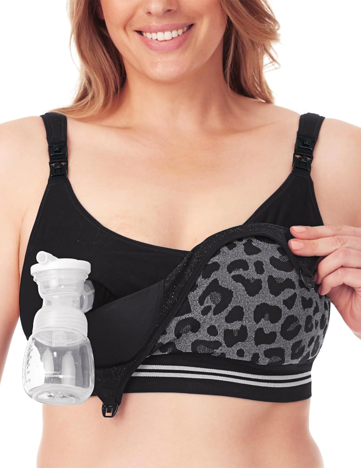 Momcozy Pumping Bra Hands Free | Seamless Nursing Bras for Pumping | Breast Pump Bra with Fixed Padding, Wireless