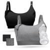 Momcozy Pumping Bra, Pumping Bra Hands Free All Day Wear Pumping & Nursing Bra in One Holding Breast Pump for Spectra, Medela