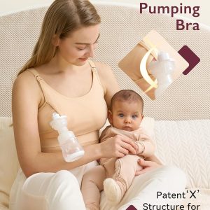 Momcozy Pumping Bra, Pumping Bra Hands Free All Day Wear Pumping & Nursing Bra in One Holding Breast Pump for Spectra, Medela