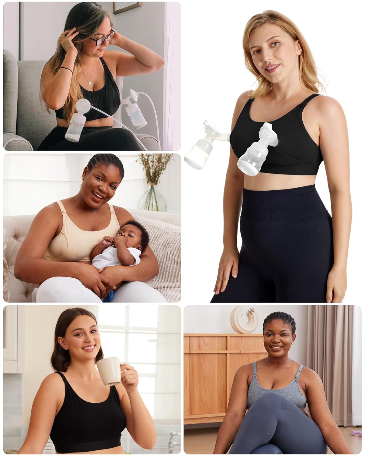 Momcozy Pumping Bra, Pumping Bra Hands Free All Day Wear Pumping & Nursing Bra in One Holding Breast Pump for Spectra, Medela