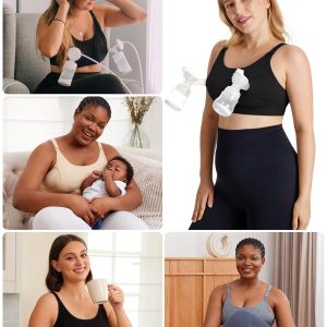 Momcozy Pumping Bra, Pumping Bra Hands Free All Day Wear Pumping & Nursing Bra in One Holding Breast Pump for Spectra, Medela