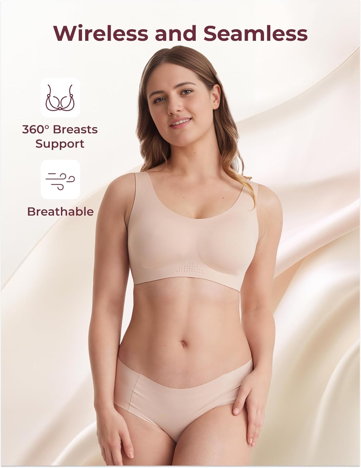Momcozy Seamless Comfort Bra, Wireless Full-Coverage Everyday Wear, Invisible All-Day Support