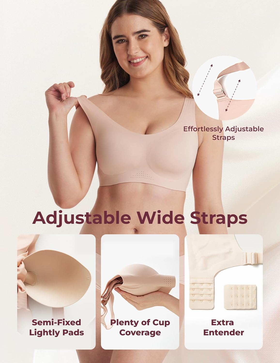Momcozy Seamless Comfort Bra, Wireless Full-Coverage Everyday Wear, Invisible All-Day Support