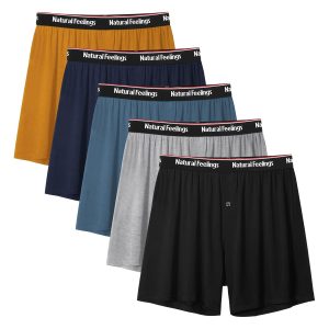 Natural Feelings Men's Boxer Short Bamboo Viscose Boxers for Men Loose Fit Mens Soft Underwear Breathable Boxers for Men Pack