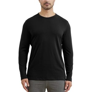 netdraw Men's Ultra Soft Bamboo Viscose Long Sleeve T-Shirt Crew Neck Comfy Lightweight Casual Pajama Lounge Shirt