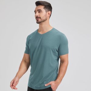 netdraw Men's Ultra-Soft V-Neck Bamboo Viscose Cotton T-Shirt, Moisture-Wicking Cooling Comfy Athletic Casual Tees