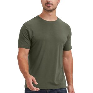 netdraw Men's Ultra-Soft Viscose Bamboo Cotton T-Shirt, Crew Neck Short Sleeve Casual Lounge Dressy Undershirt Tee