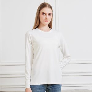 netdraw Women's Bamboo Viscose Cotton Long Sleeve T-Shirt, Crew Neck Buttery Soft Comfy Casual Lounge Sleep Pajama Tees