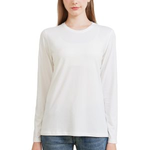 netdraw Women's Bamboo Viscose Cotton Long Sleeve T-Shirt, Crew Neck Buttery Soft Comfy Casual Lounge Sleep Pajama Tees