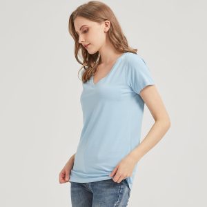 netdraw Women's Ultra-Soft Bamboo Viscose V-Neck T-Shirt Comfy Trendy Casual Sleep Pajama Lounge Tops