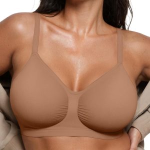 OEAK Bralettes for Women with Support Comfortable Wireless Bras Seamless Bralette No Underwire Bra Cute Everyday Tshirt Bras Sienna XXL