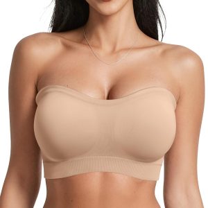 OEAK Strapless Bras for Women Wireless Bandeau Bra Non Slip Push Up Tube Top Seamless Bras Comfortable Padded Bralette