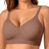 OEAK Womens Comfortable Bra Push Up Bras Wireless Support Lift Brassiere V Neck Full Coverage Everyday Seamless Tshirt Bras