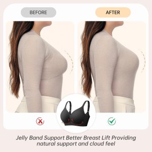 OEAK Womens Comfortable Bra Push Up Bras Wireless Support Lift Brassiere V Neck Full Coverage Everyday Seamless Tshirt Bras