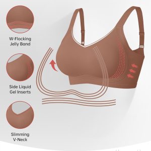 OEAK Womens Seamless Push Up Bras No Underwire Full Coverage Comfortable Bra V Neck Bralettes Wireless Everyday Bra