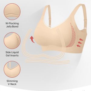 OEAK Womens Seamless Push Up Bras No Underwire Full Coverage Comfortable Bra V Neck Bralettes Wireless Everyday Bra