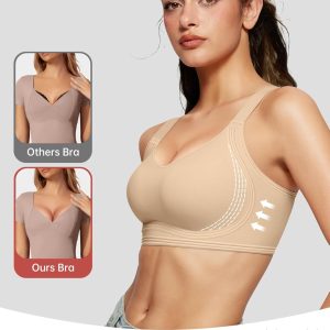 OEAK Womens Seamless Push Up Bras No Underwire Full Coverage Comfortable Bra V Neck Bralettes Wireless Everyday Bra