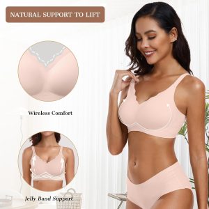 OEAK Womens Wireless Bras Push Up Support Full Coverage Bralettes No Underwire Bra Comfortable Everyday Seamless Tshirt Bras