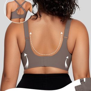 OEAK Womens Wireless Bras V Mesh Comfortable Bralette Supportive Tshirt Bra No Underwire Seamless Push Up Everyday Bras XL Grey