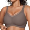 OEAK Womens Wireless Bras V Mesh Comfortable Bralette Supportive Tshirt Bra No Underwire Seamless Push Up Everyday Bras XL Grey