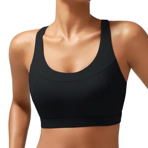 RUNNING GIRL High Impact Sports Bra for Women,Zip Front Adjustable Strap Criss-Cross Back Padded Workout Yoga Bra