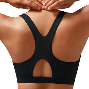 RUNNING GIRL High Impact Sports Bra for Women,Zip Front Adjustable Strap Criss-Cross Back Padded Workout Yoga Bra