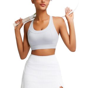 RUNNING GIRL High Impact Sports Bra for Women,Zip Front Adjustable Strap Criss-Cross Back Padded Workout Yoga Bra