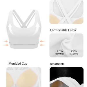 RUNNING GIRL High Impact Sports Bras for Women,Criss Cross Back Molded Cup Running Bra with Sewn in Pads
