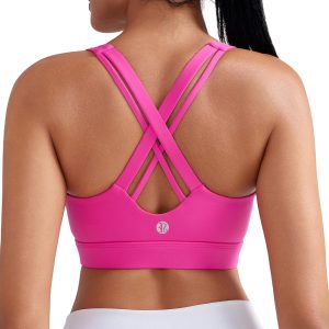 RUNNING GIRL High Impact Sports Bras for Women,Criss Cross Back Molded Cup Running Bra with Sewn in Pads