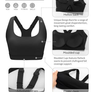 RUNNING GIRL High Impact Sports Bras for Women High Support Molded Cups, Adjustable Straps Sports Bra with Sewn in Pads