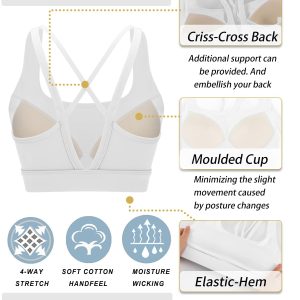 RUNNING GIRL High Impact Sports Bras for Women, High Support Running Sports Bra Moulded Cup Strappy Sports Bras