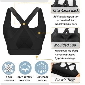 RUNNING GIRL High Impact Sports Bras for Women, High Support Running Strappy Women's Sports Bra with Sewn in Pads